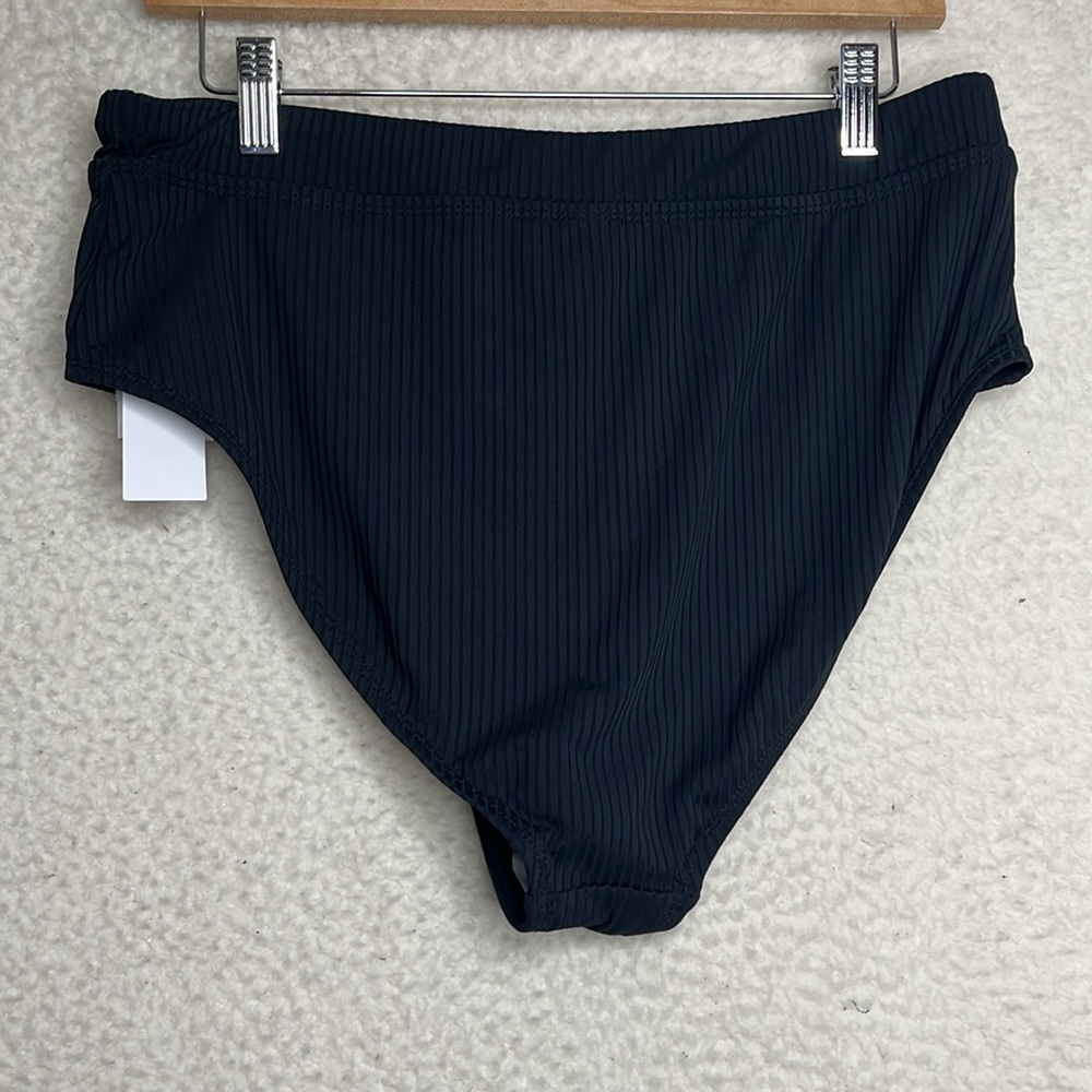 NWT SALT + COVE High Waisted Ribbed Womens Bikini Bottoms Black Simple Basic 0X - Picture 3 of 6